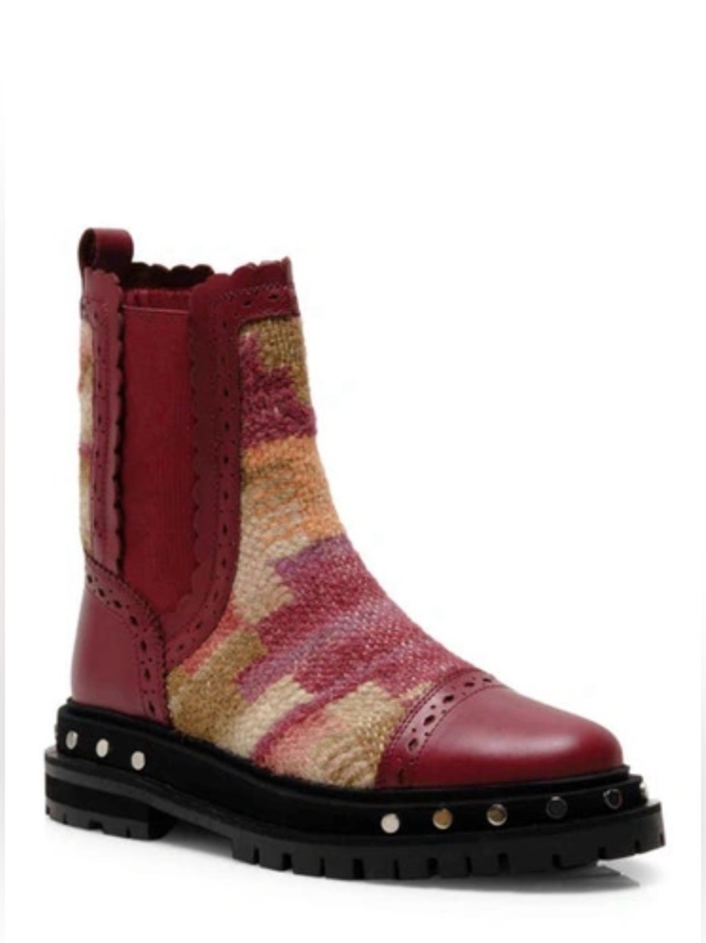 FREE PEOPLE Maroon Patchwork bohemian Boots - Picture 12 of 12